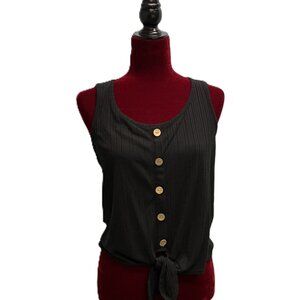 Women's Black Sleeveless Button Front Tank Top - Size Small